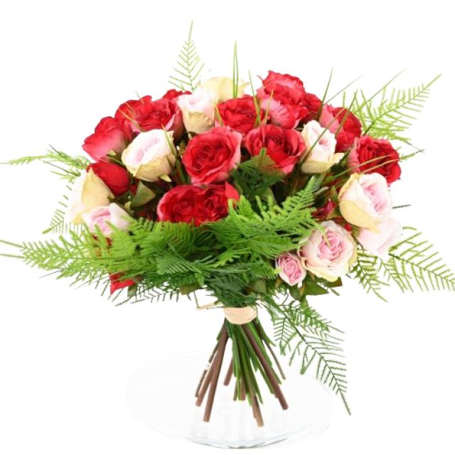 Bouquet Artificiel Roses Rouges Sans Vase